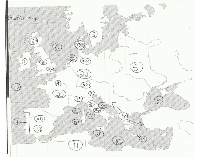 Europe Practical Map Europe pracice map Quiz