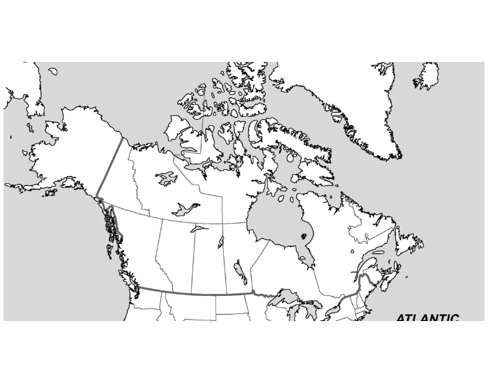 Canada, Greenland and Iceland Political Map Quiz