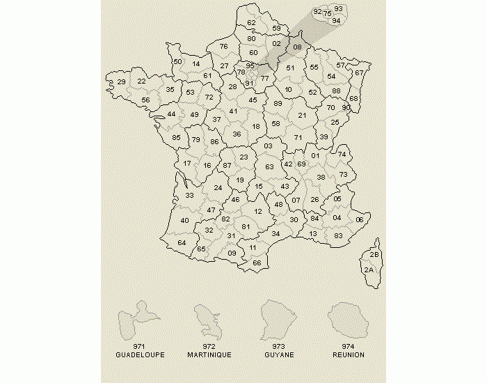Codes postaux en France/Postleitzahlen in Frankreich (2-digi ...