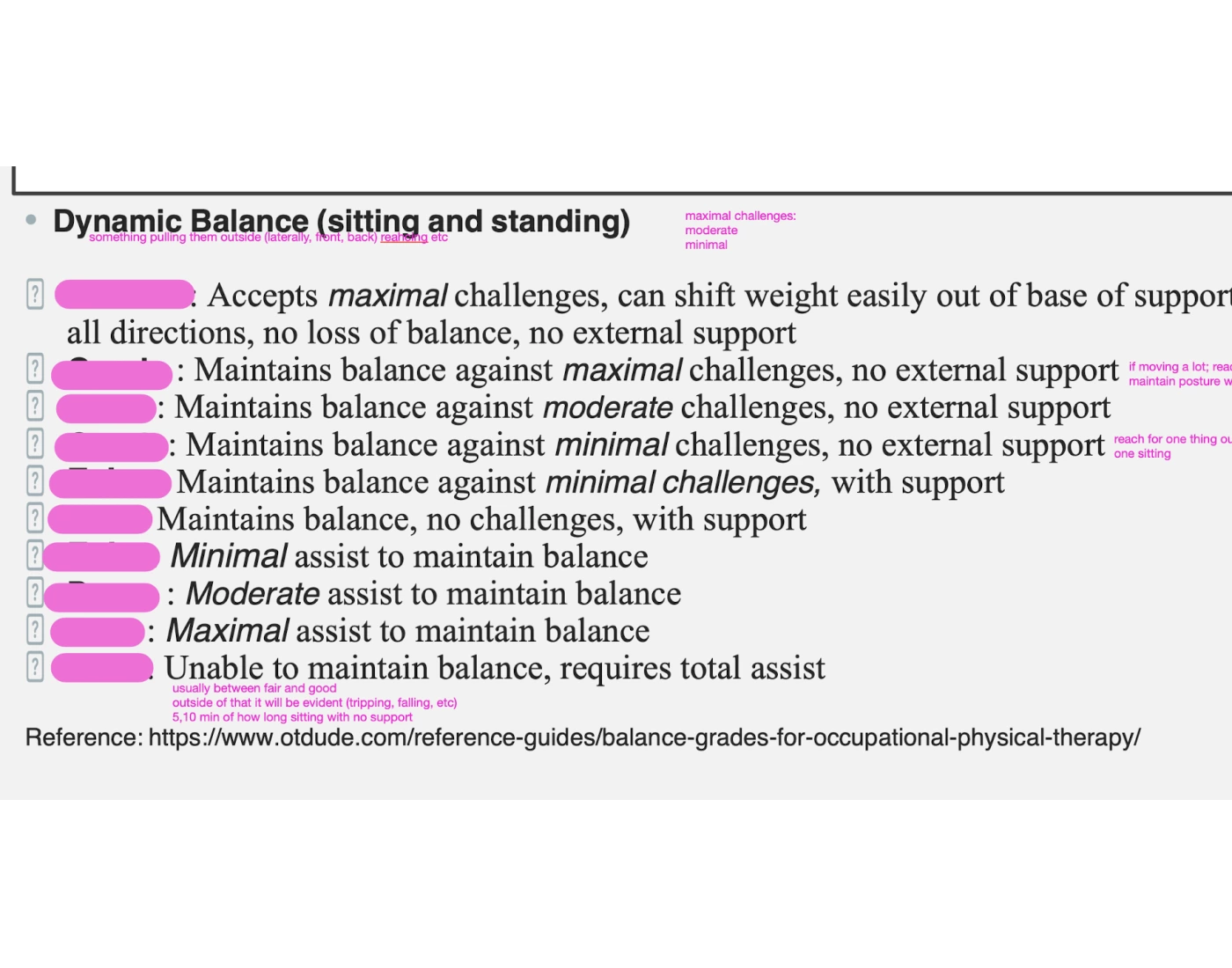 Assessing Balance — Printable Worksheet