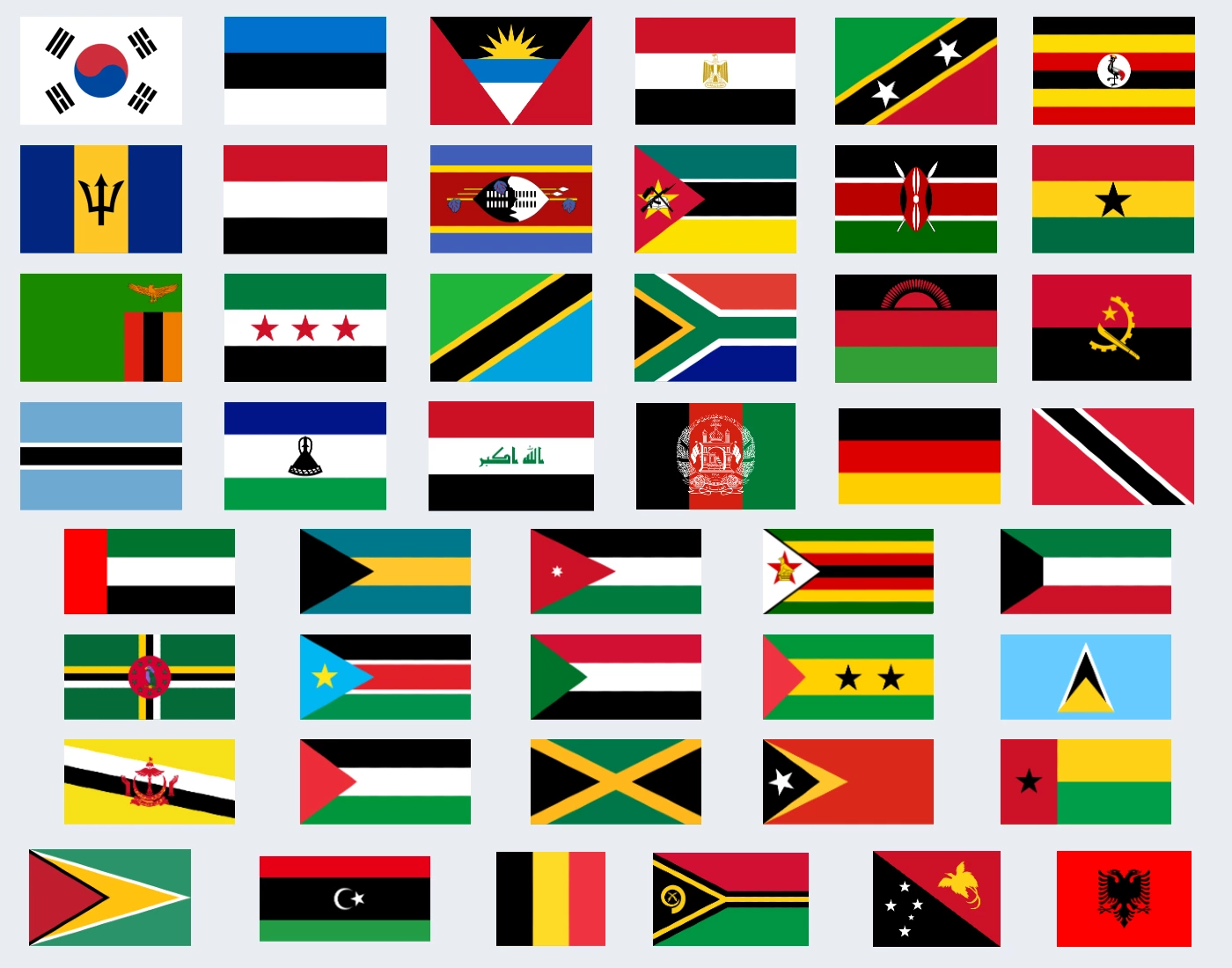 Flags Tcolor Flagi narodowe z czarnym kolorem Quiz
