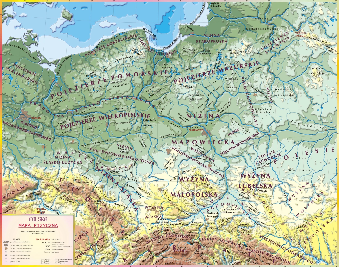 Mapa Fizyczna Polski Klasa 7 Mapa fizyczna Polski niektóre Quiz