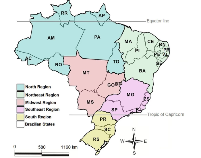 Postcode Brazil Area Codes - Brazil (by state) — Printable Worksheet