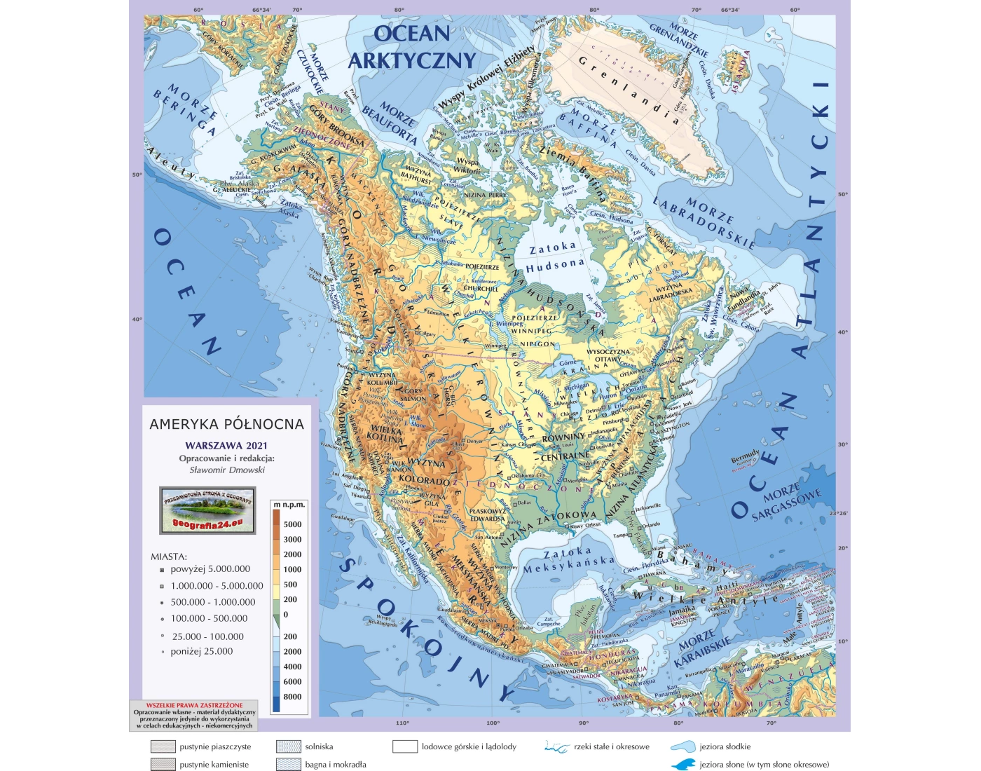 Ameryka Północna - Ukształtowanie Terenu — Printable Worksheet