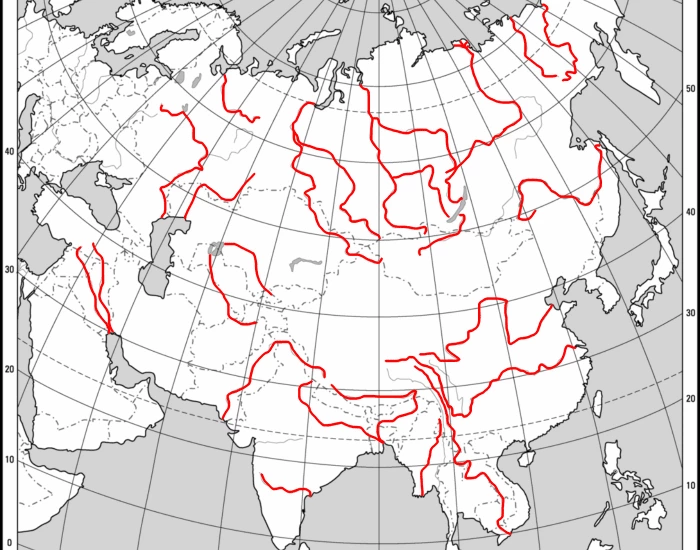 Azja (mapa fizyczna) 3B — Printable Worksheet