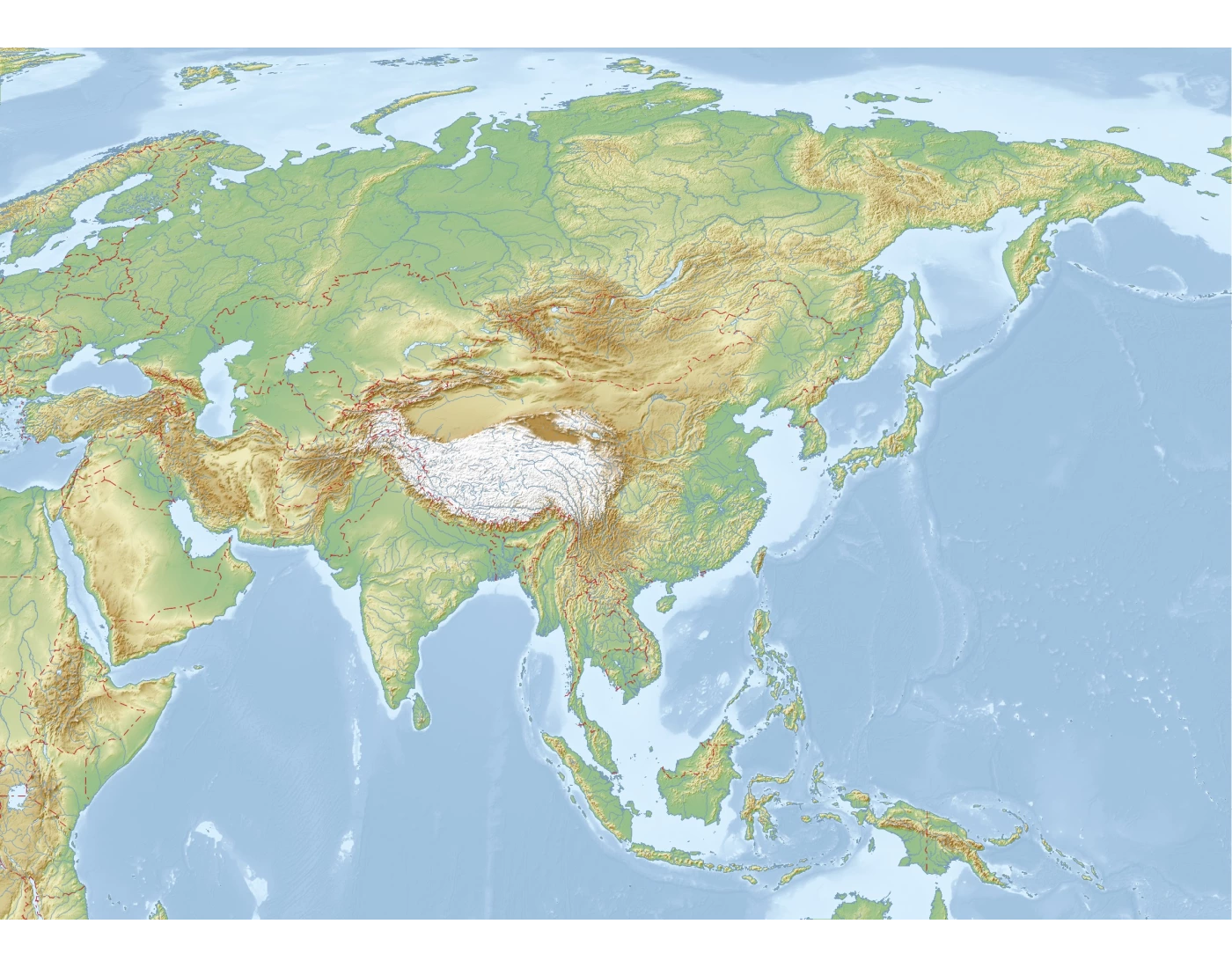 Azia Earth Ázia POVRCH - slepá mapa Quiz