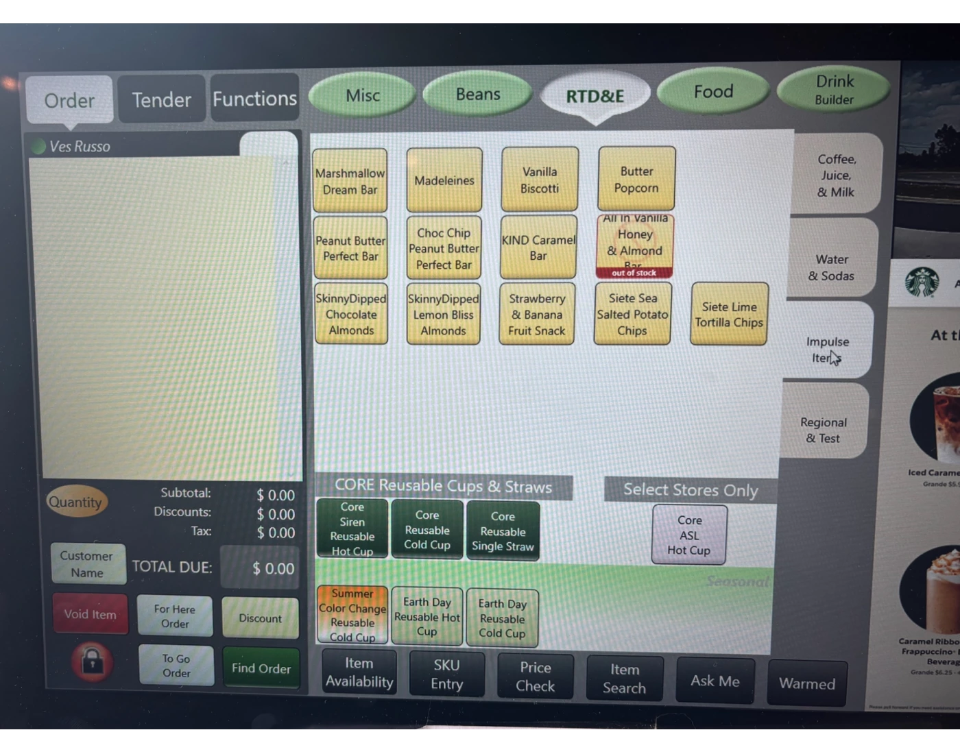 Starbucks POS system 2025 - RTD&E: Impulse Items — Printable Worksheet