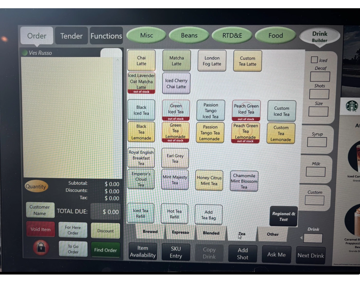 Daily Tea Register Starbucks POS register system 2025 - Tea Tab — Printable Worksheet