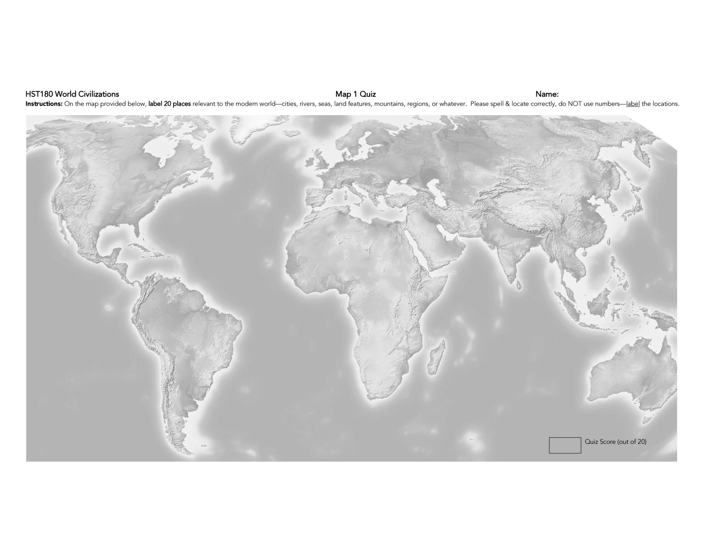 Map 1700s (Cities) Printable Worksheet Map 1700s (Cities) Printable Worksheet