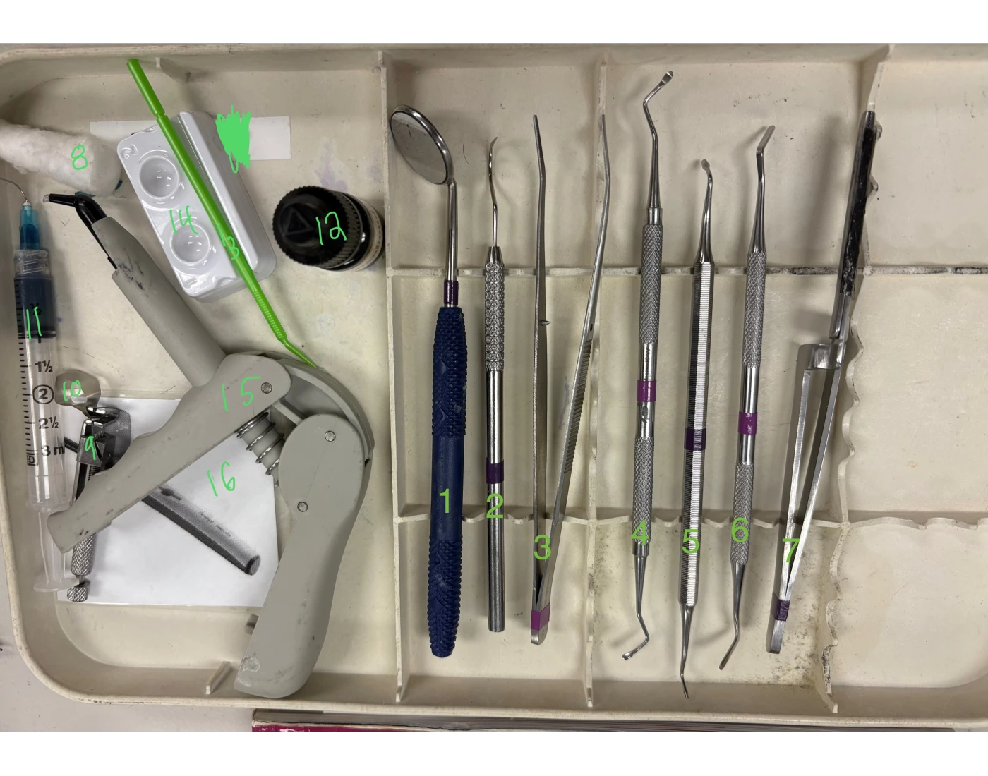 Composite dental tray set up — Printable Worksheet