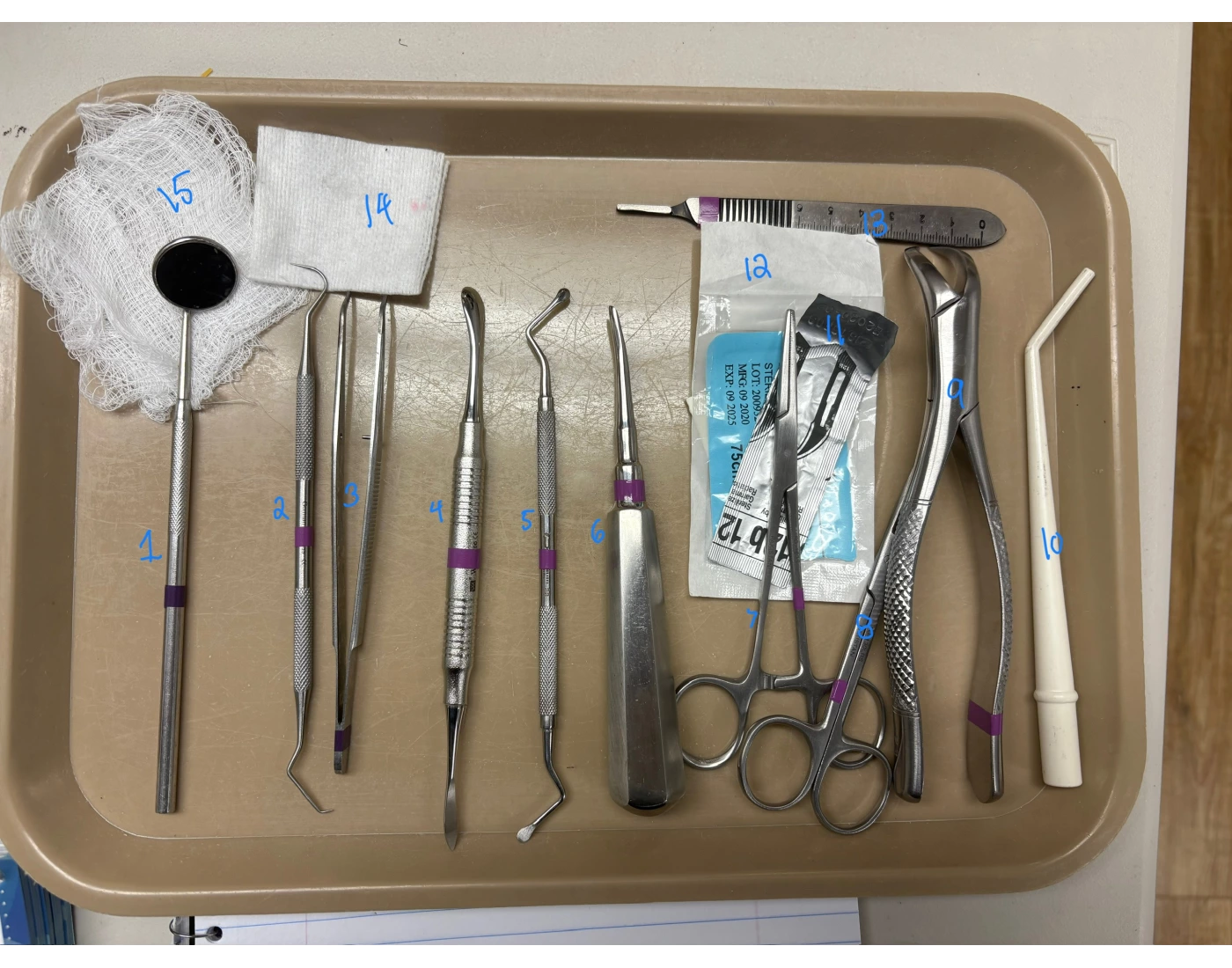 Surgery dental tray set up — Printable Worksheet