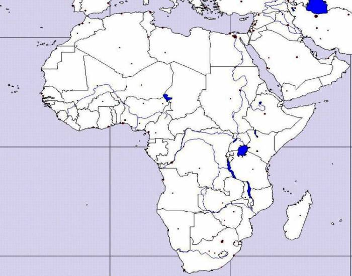 (CZ) Fyzická mapa Afriky — Printable Worksheet