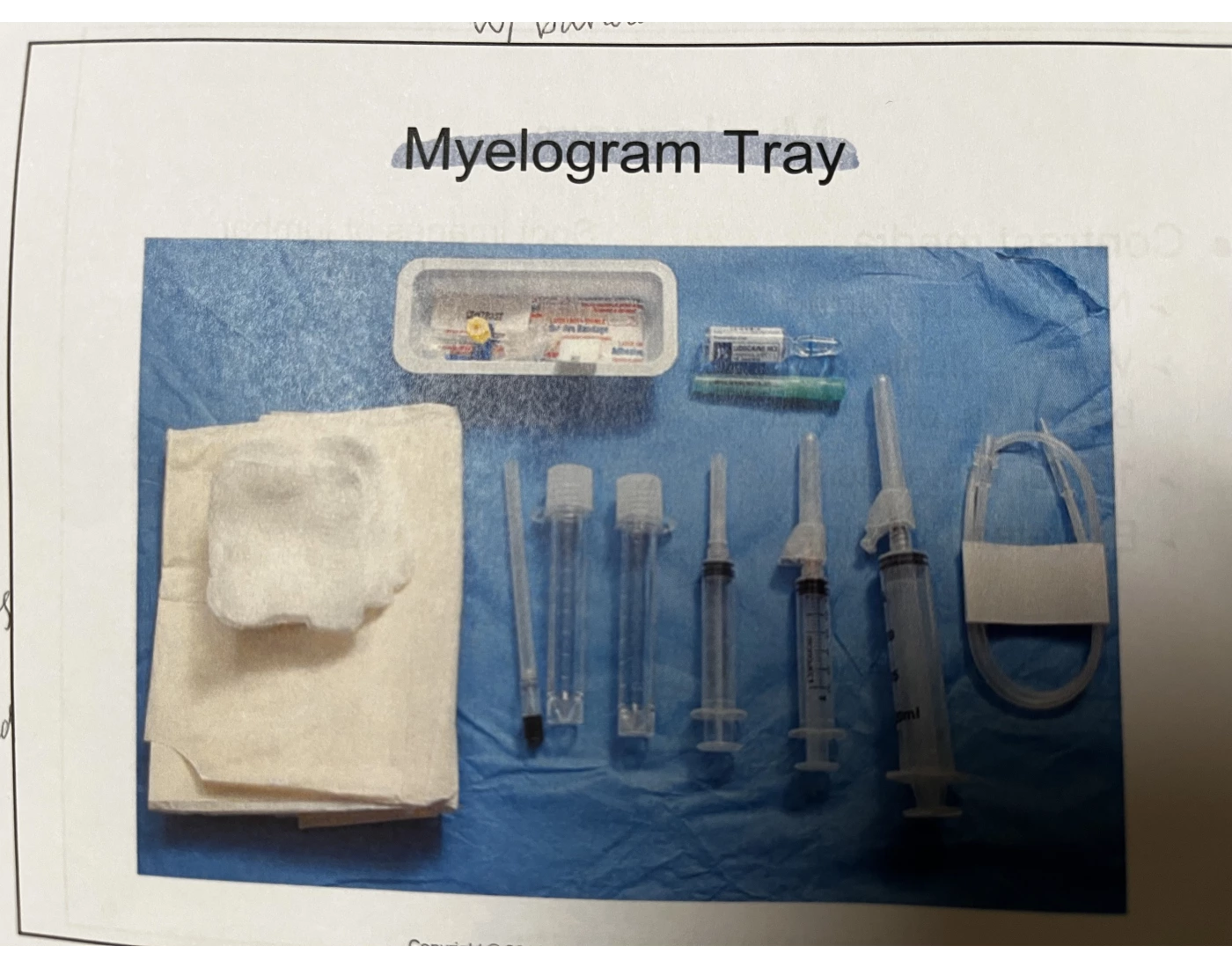 Mleyogram Myelogram Tray Quiz