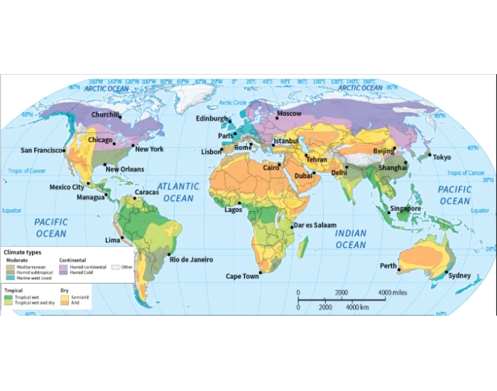 Human Geography Climate Type Map Practice — Printable Worksheet
