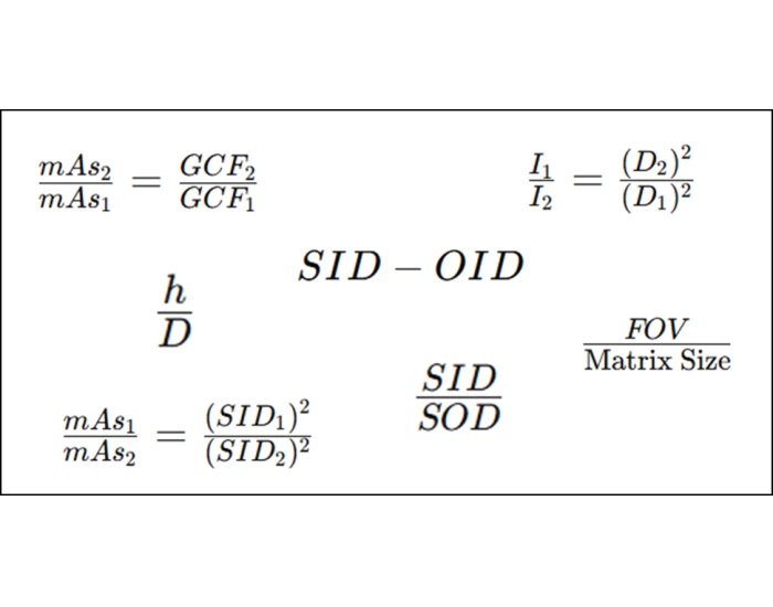 X-ray Math Formulas — Printable Worksheet