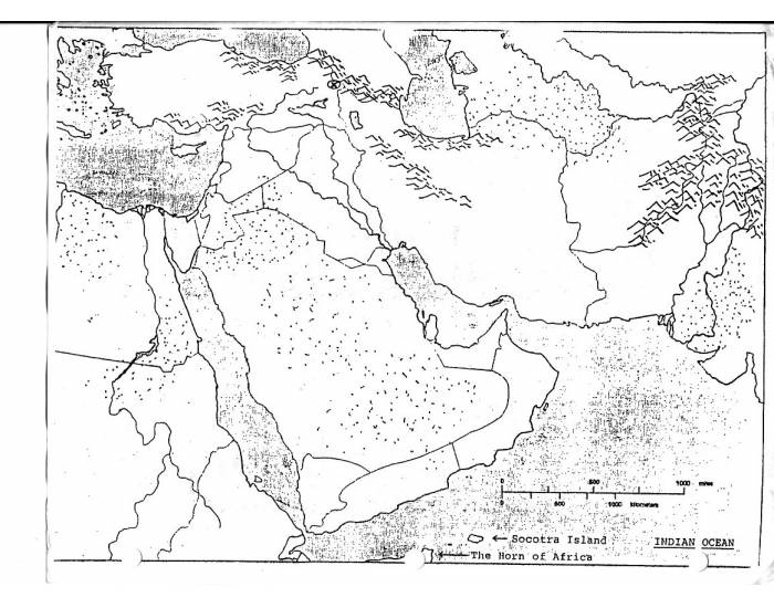 middle east physical features map