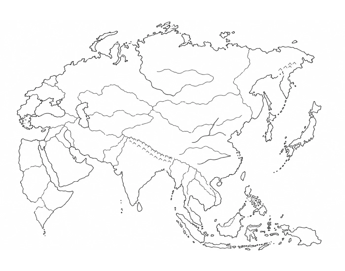 Free Printable Verse Map.pdf Asia contour — Printable Worksheet