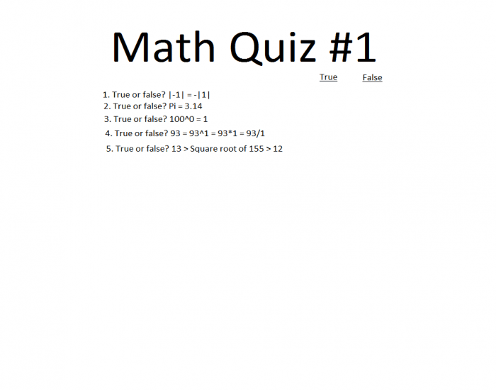 Math Quiz #1!