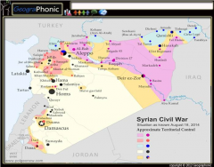 Map of  Civil war in Syria in 2014 .