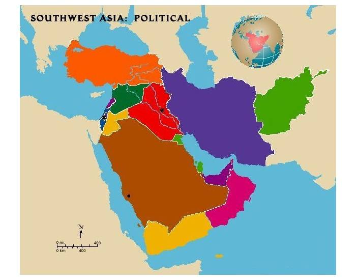 political map of southwest asia
