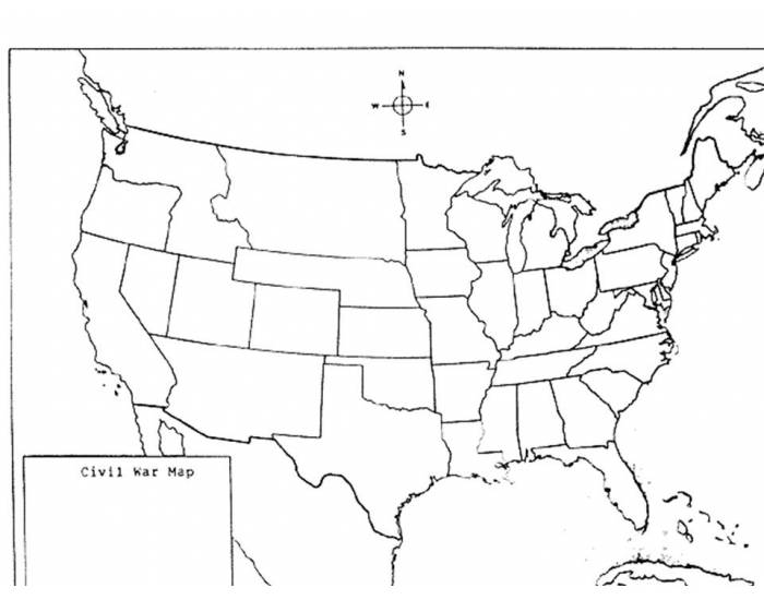 civil war america map blank