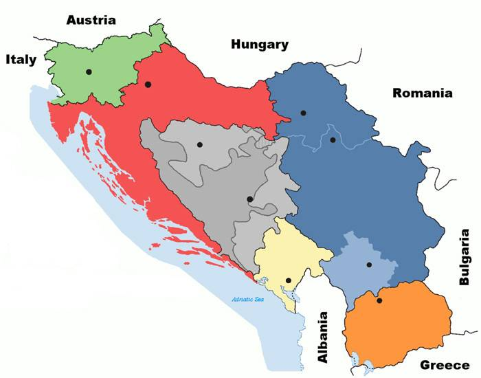 Volt Jugoszlávia tagállamok, fővárosok Quiz