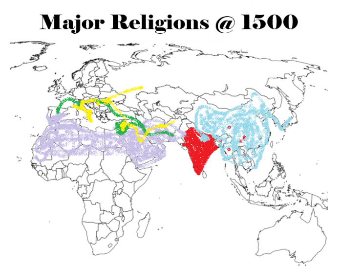 1500 Religious Map Major Religions @ 1500 WHII 2c Quiz