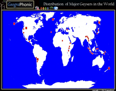 Distribution of Major Geysers in the world