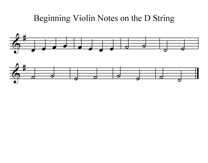 Beginning Violin Notes on D String
