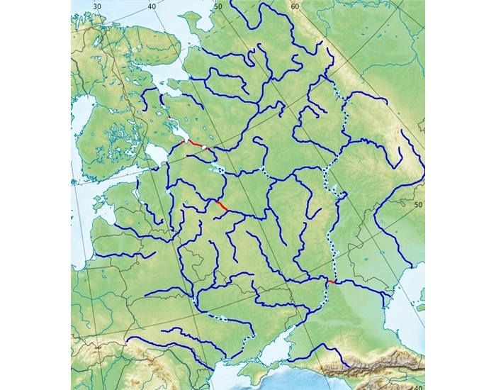 European Rivers Only Map Eastern Europe Rivers Map
