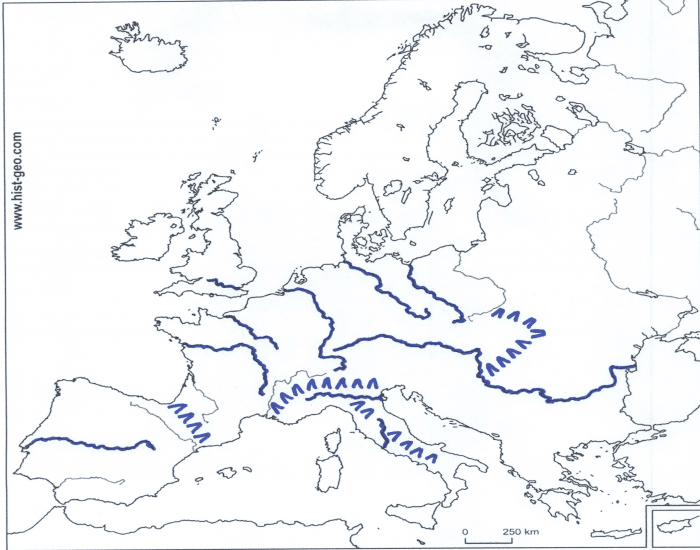 blank physical map of europe