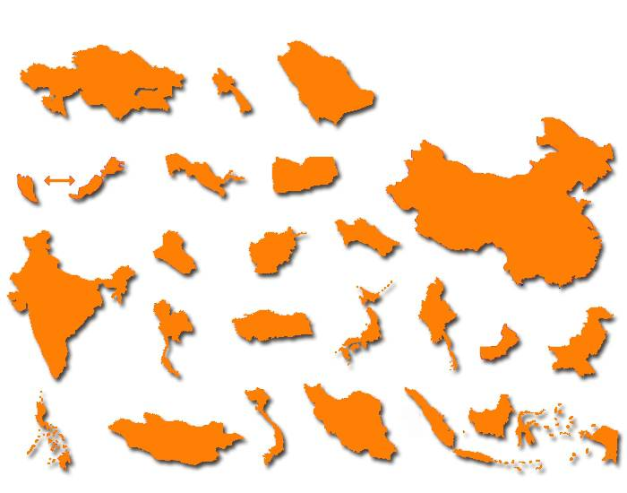 Countries of Asia (by shape) Quiz
