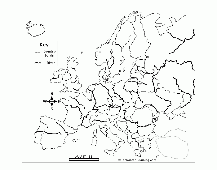 Europe Blank Map With Rivers