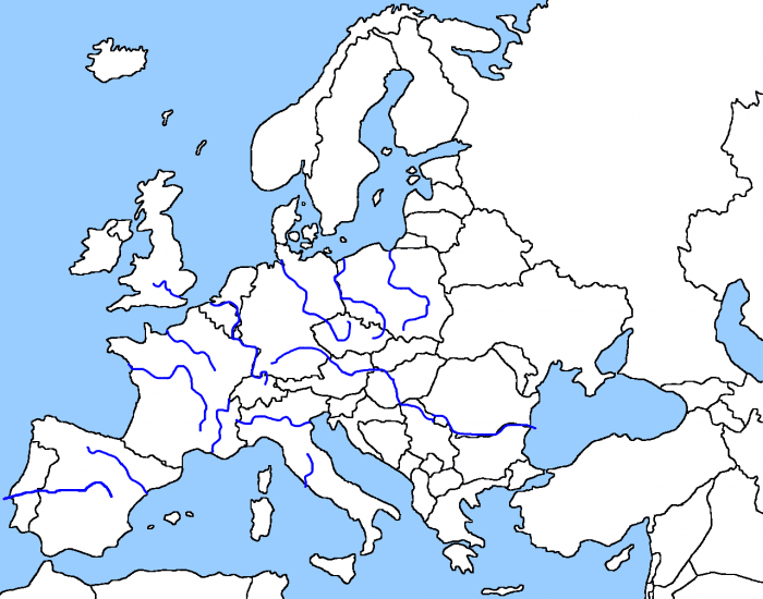 European Rivers Only Map European Rivers Map Quiz