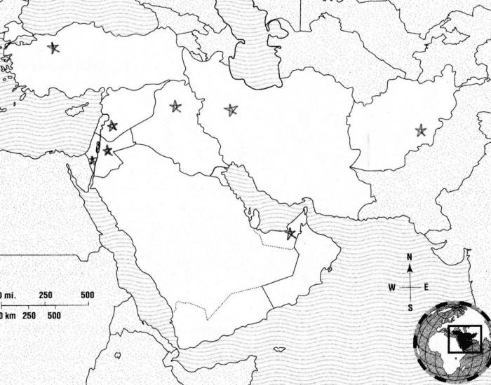 Political Map of Southwest and Central Asia Quiz