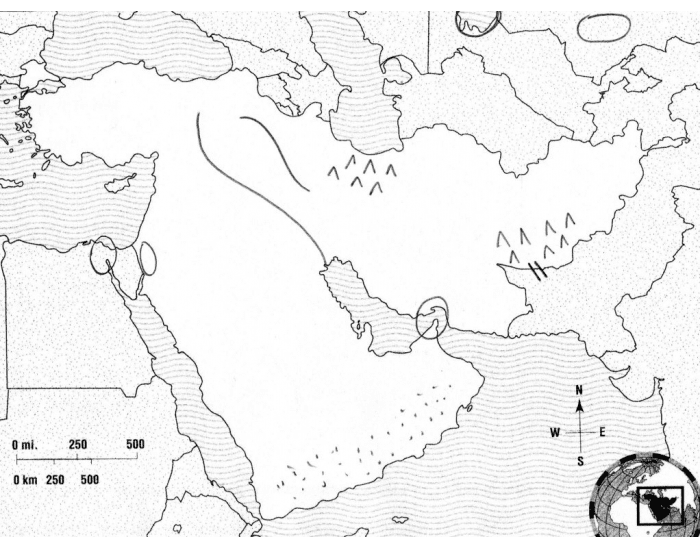 Physical Map of Southwest and Central Asia Quiz