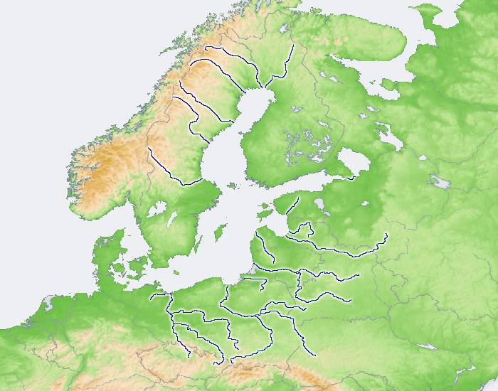 Baltic Map Rivers Rivers of the Baltic Sea Quiz