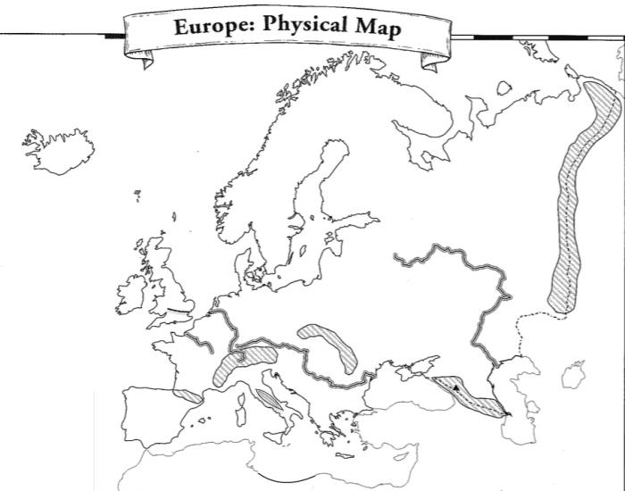 WMS6 Europe Physical Map Printable Worksheet