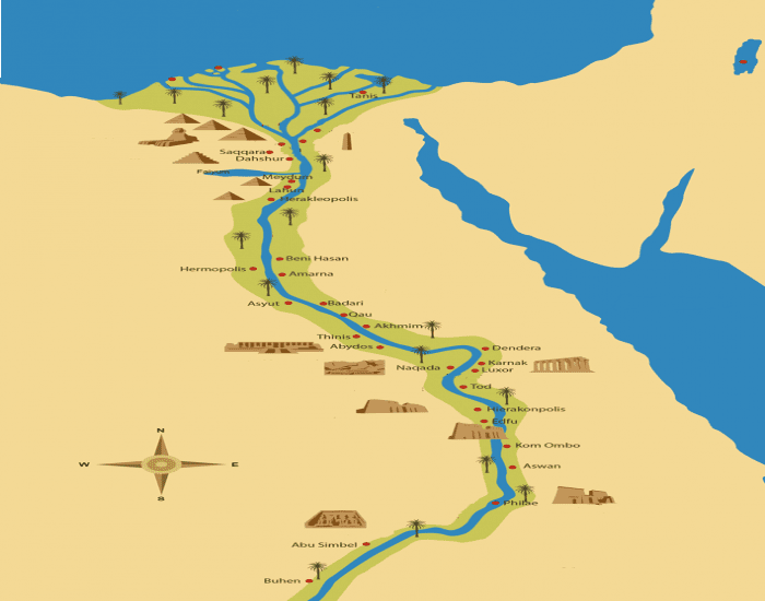 where is the nile river valley located on a map