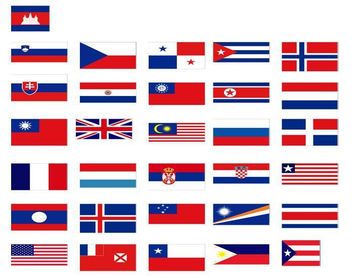 Printable Country Flags with blue, white and red