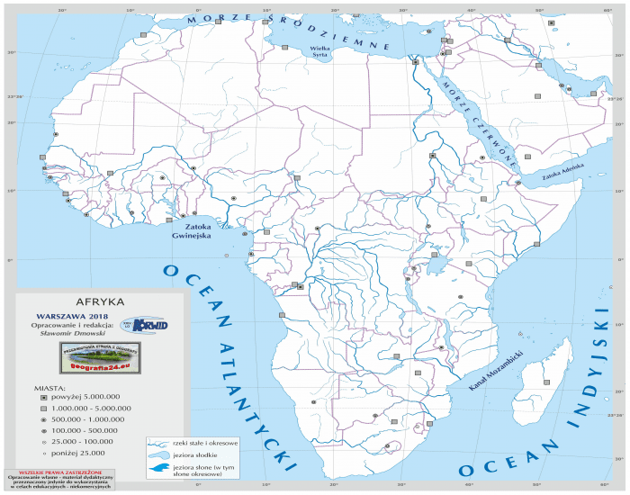 Afryka- sprawdzian- rzeki, jeziora — Printable Worksheet