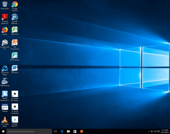Parts of the Windows 10 Desktop — Printable Worksheet