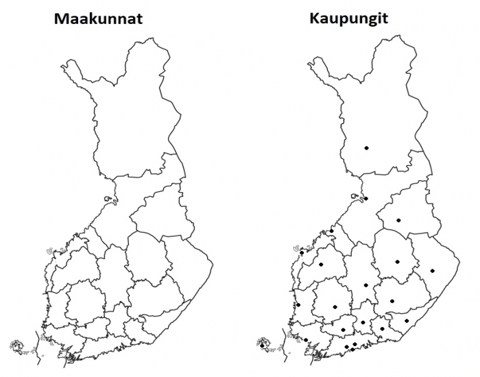 Suomen maakunnat ja kaupungit Quiz