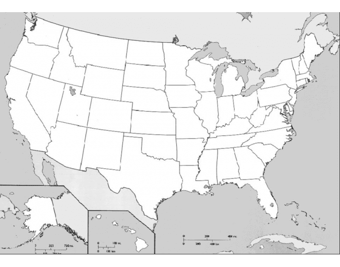US Political Map — Printable Worksheet