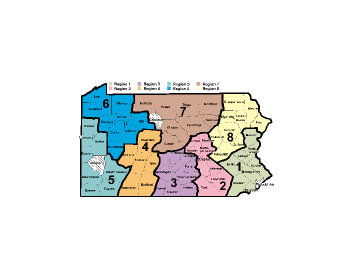 Pa Rft Map Regions of Pa. — Printable Worksheet