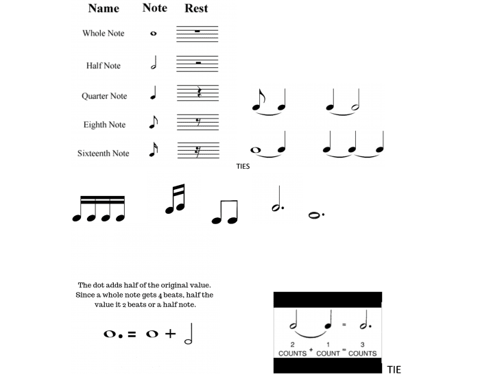 Note Measure Music Notes Values in 4/4 (Common) Time Quiz