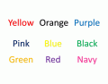 Label the COLOUR of the word