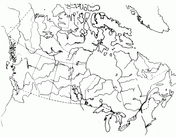Canada Rivers Political Map Map of Canada's Rivers and Provinces/Territories — Printable Worksheet