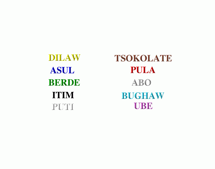 Puraw Color Colours in Filipino Quiz