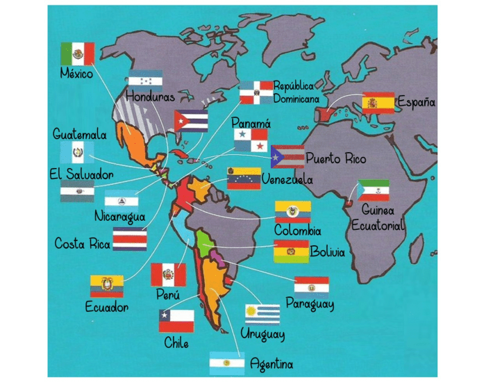 Capitales de los países de habla hispana — Printable Worksheet